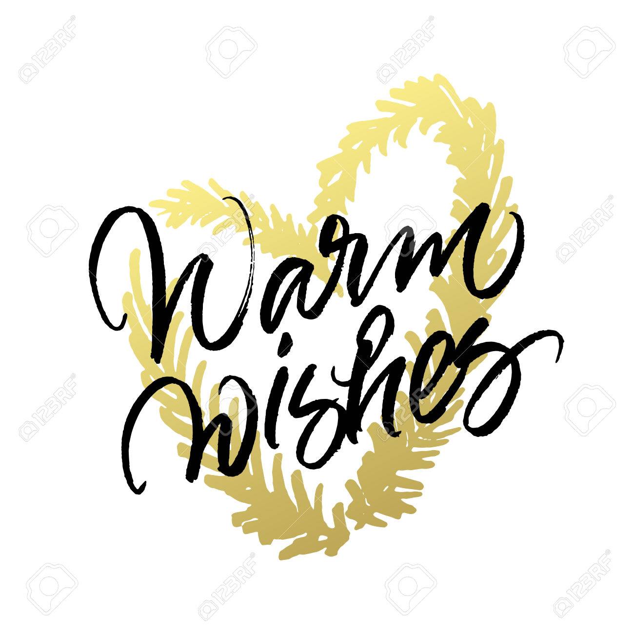 1300x1300 Warm Wishes Christmas And New Year Greeting Card. Handwritten