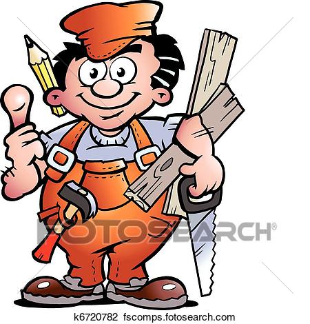 450x470 Clipart Of Carpenter Handyman K6720782