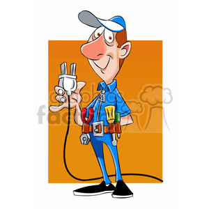 300x300 Royalty Free Felix The Cartoon Handy Man Character Holding A Plug