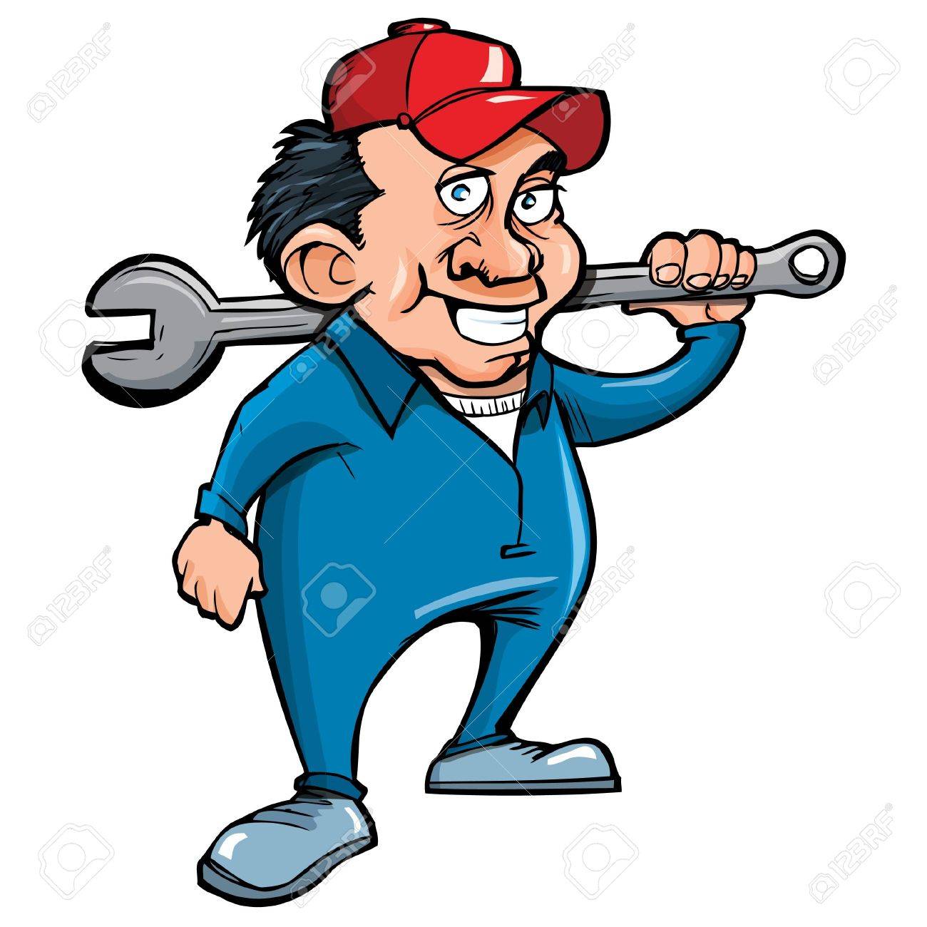 1300x1300 Cartoon Handyman With Tools. Isolated On White Royalty Free