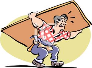 300x221 Colorful Cartoon Of A Handyman Carrying A Door On His Back