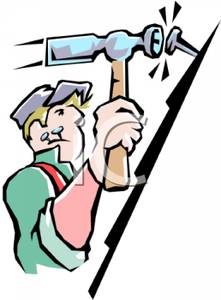 221x300 Colorful Cartoon Of A Handyman Repairing A Roof