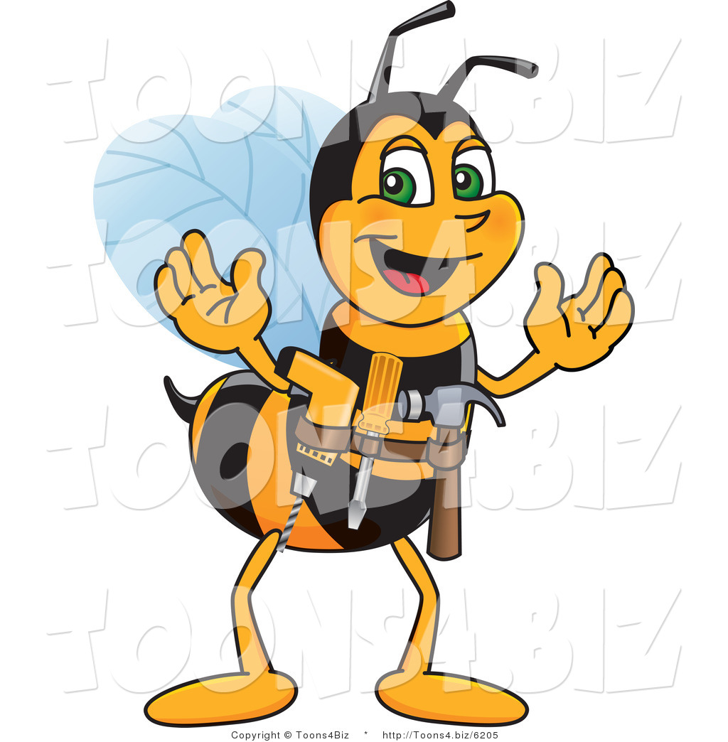 1024x1044 Vector Illustration Of A Worker Bee Mascot Handyman By Toons4biz