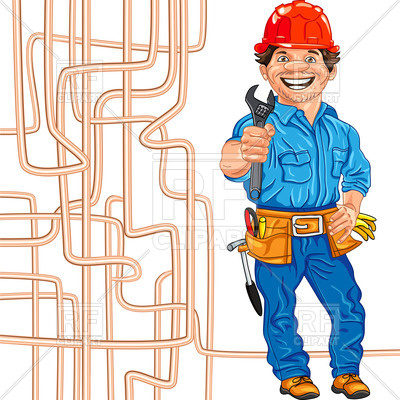 400x400 Cartoon Locksmith With The Adjustable Spanner In Hand Against