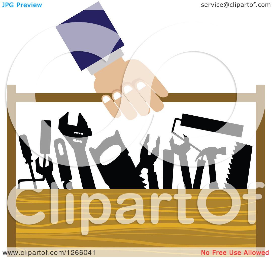 1080x1024 Clipart Of A Handy Man Carrying A Wood Tool Box