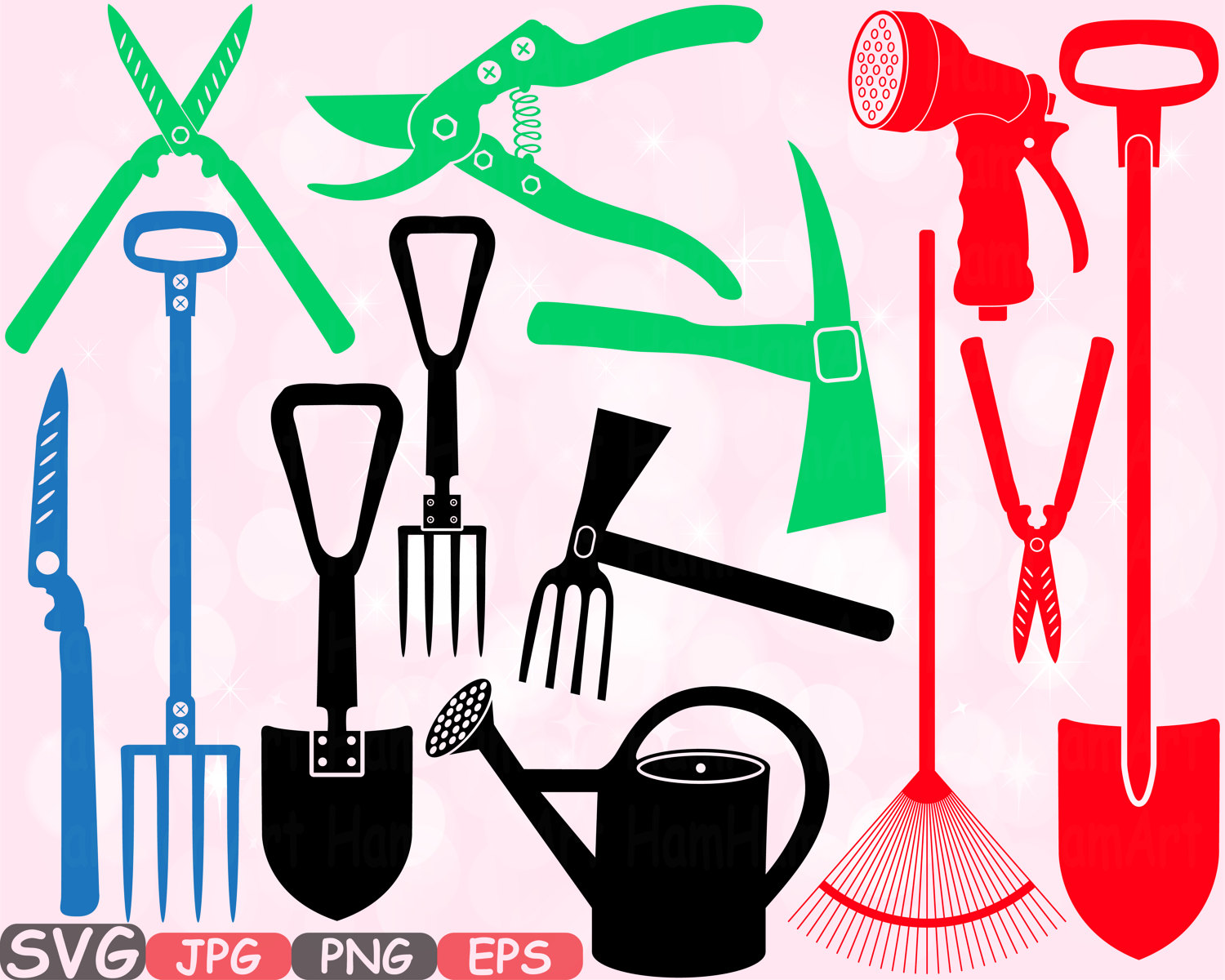 1500x1200 Garden Tools Silhouette Svg Set Of Gardening Cutting Files