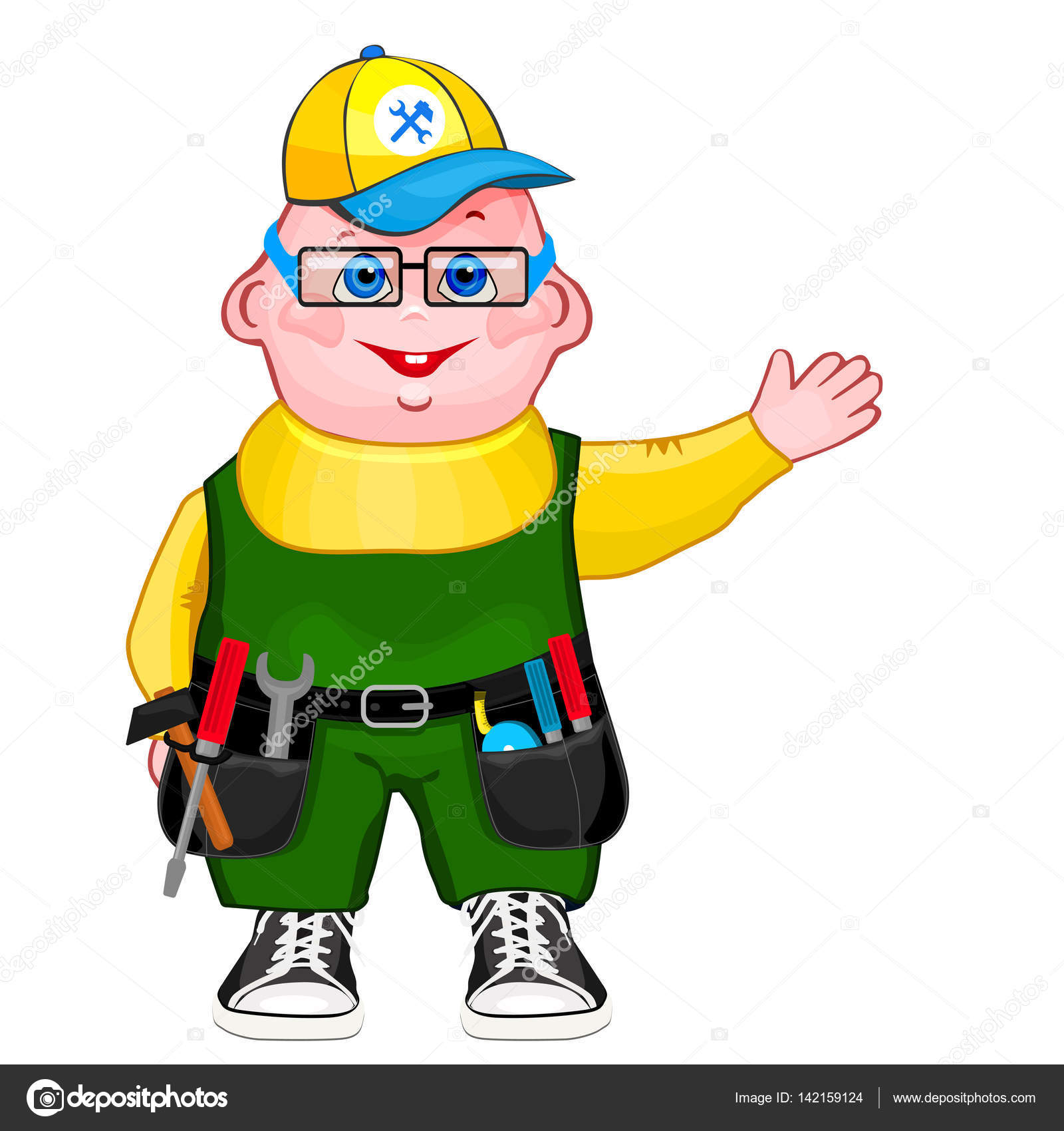 1600x1700 Handyman With Tools Wearing Work Clothes Stock Vector Dgem22