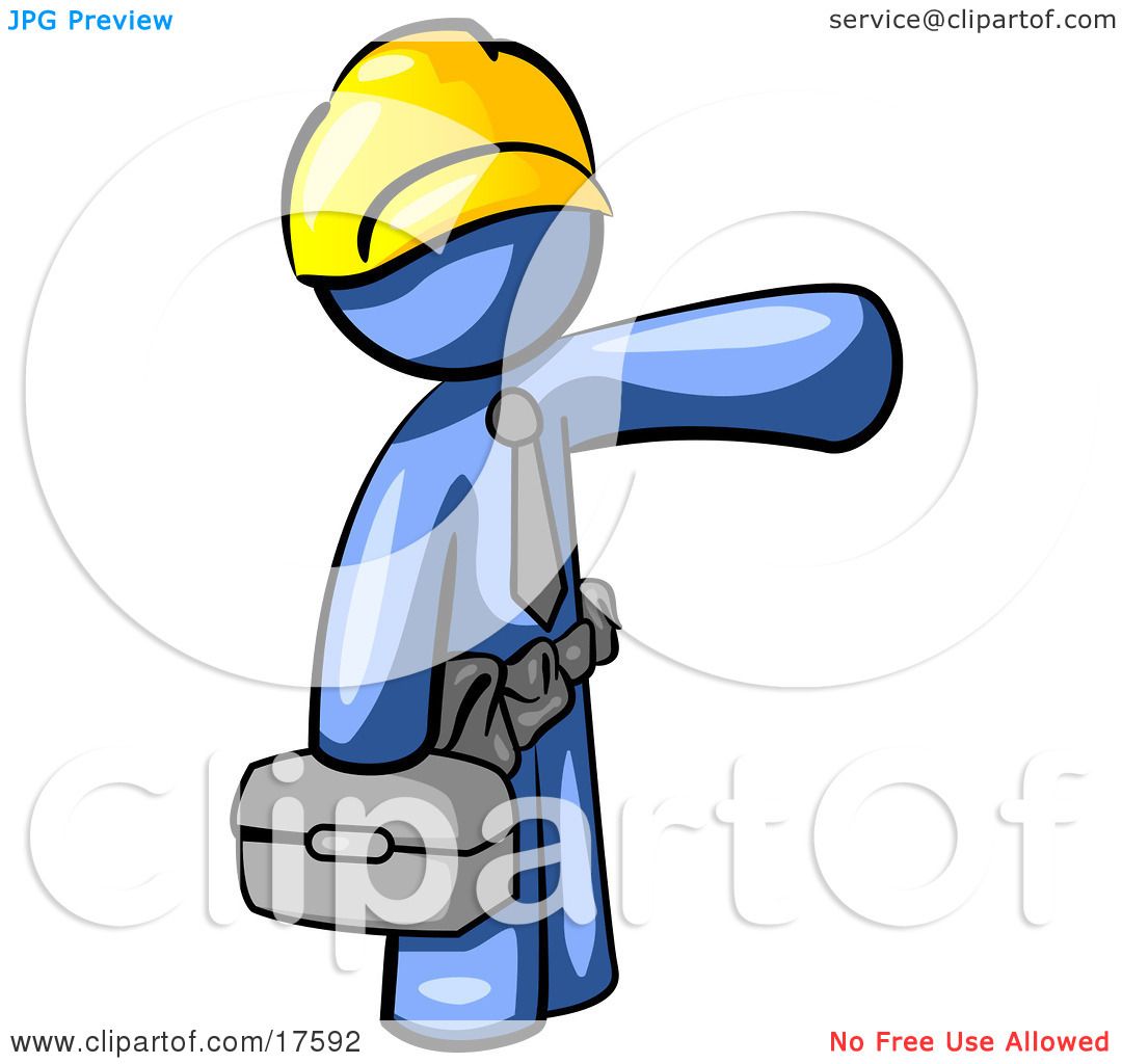 1080x1024 Clipart Illustration Of A Blue Man, A Construction Worker