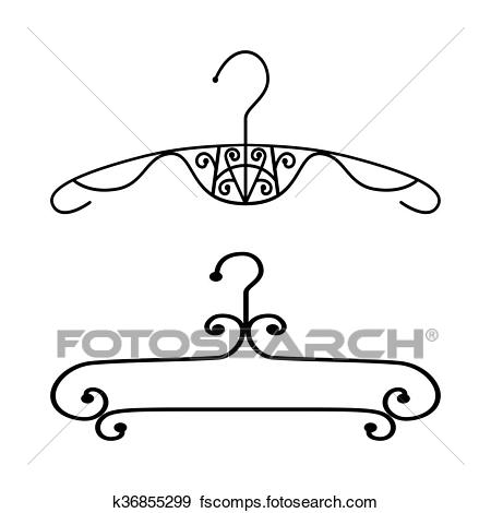 450x470 Clip Art Of Silhouette Vintage Clothes Hanger K36855299