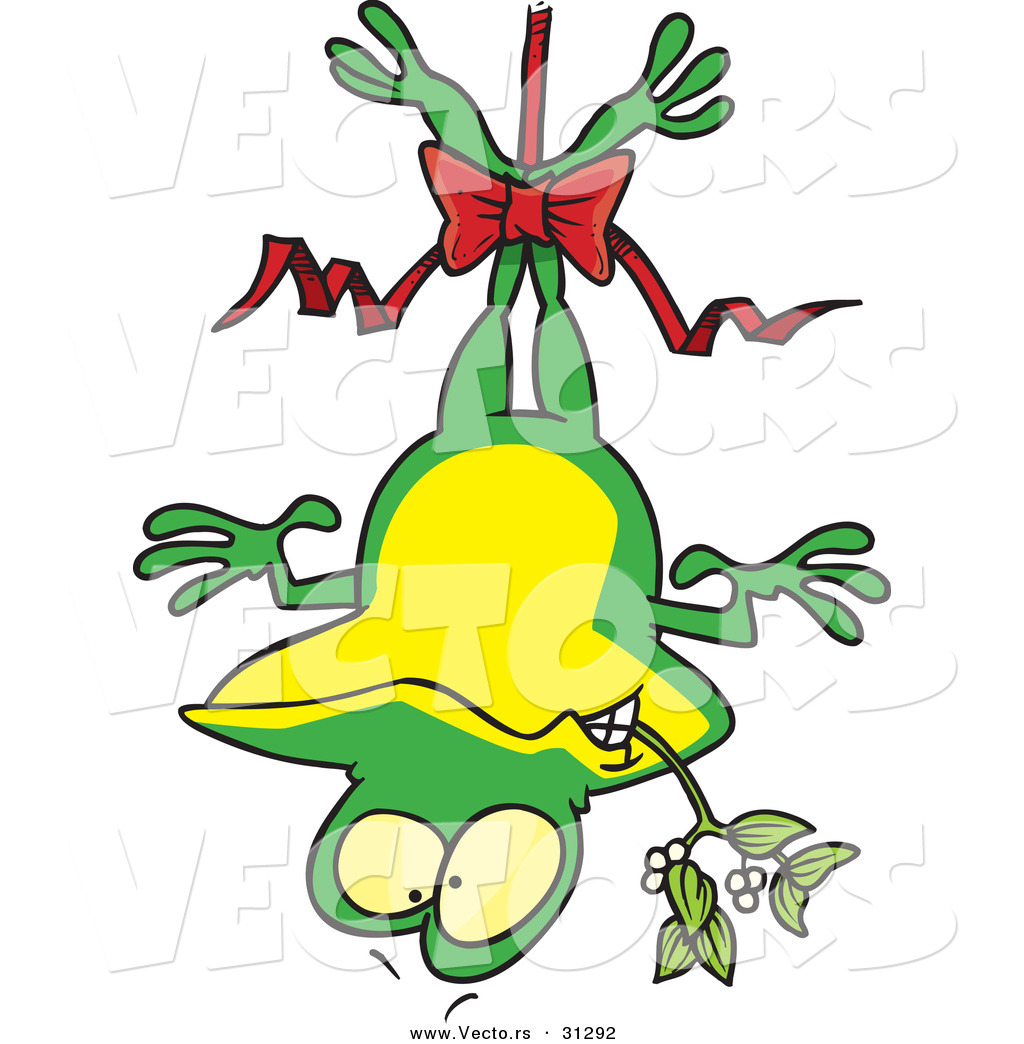 1024x1044 Cartoon Vector Of A Frog Hanging Upside Down With Mistletoe