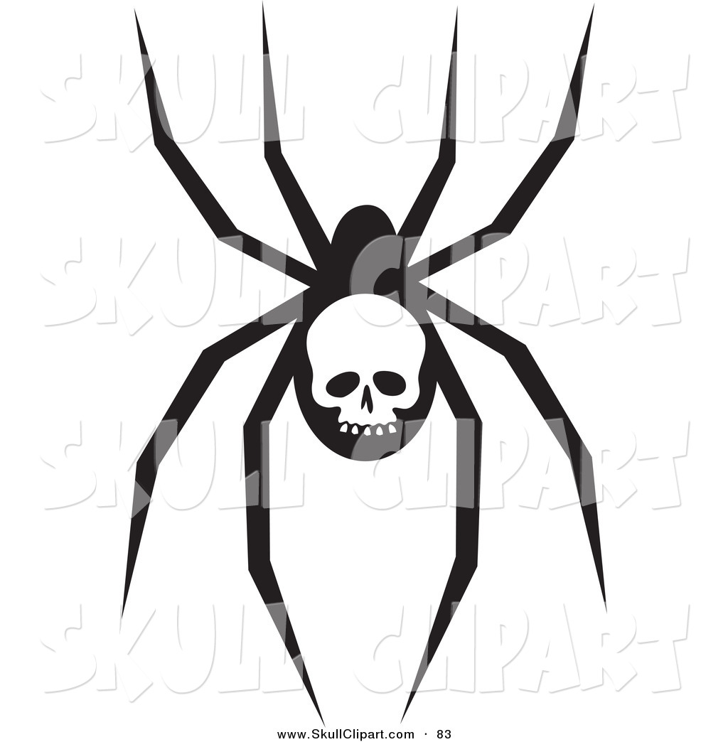 1024x1044 Vector Clip Art Of A Creepy Black Spider With A Skull Marking