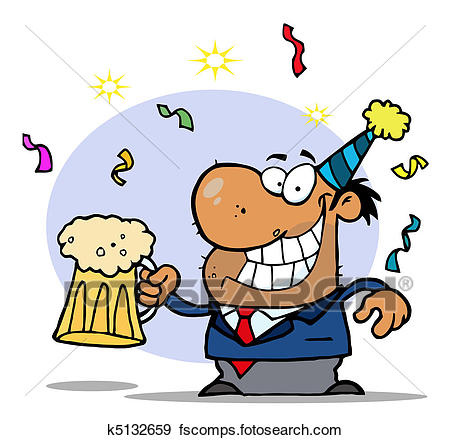 450x440 Clip Art Of Drunk New Years Party Man K5132659