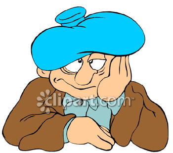 350x309 Man With A Hangover, Wearing An Ice Pack On His Head Clipart