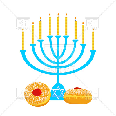 400x400 Hanukkah Menorah With And Traditional Donuts