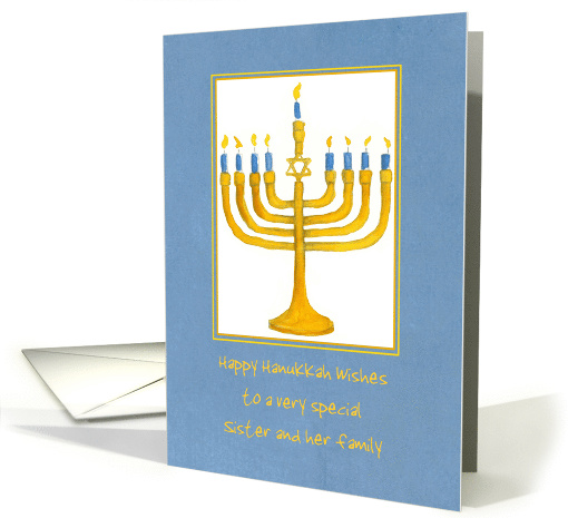 510x465 Custom Happy Hanukkah Menorah Candles Watercolor Illustration Card