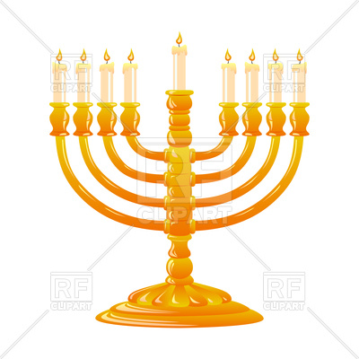 400x400 Hanukkah, Jewish Holiday. Golden Menorah With Burning Candles