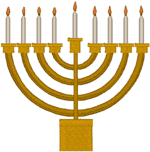 300x305 Menorah Embroidery Design