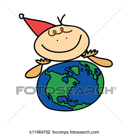 450x470 Clipart Of Happiness Girl Think Earth Cartoon Christmas K11464752