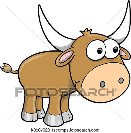 450x456 Clip Art Of Goofy Happy Bull Cattle Animal K8587028