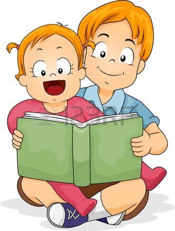 341x450 Happy Baby Girl Reading A Book With Her Sister Stock Photo