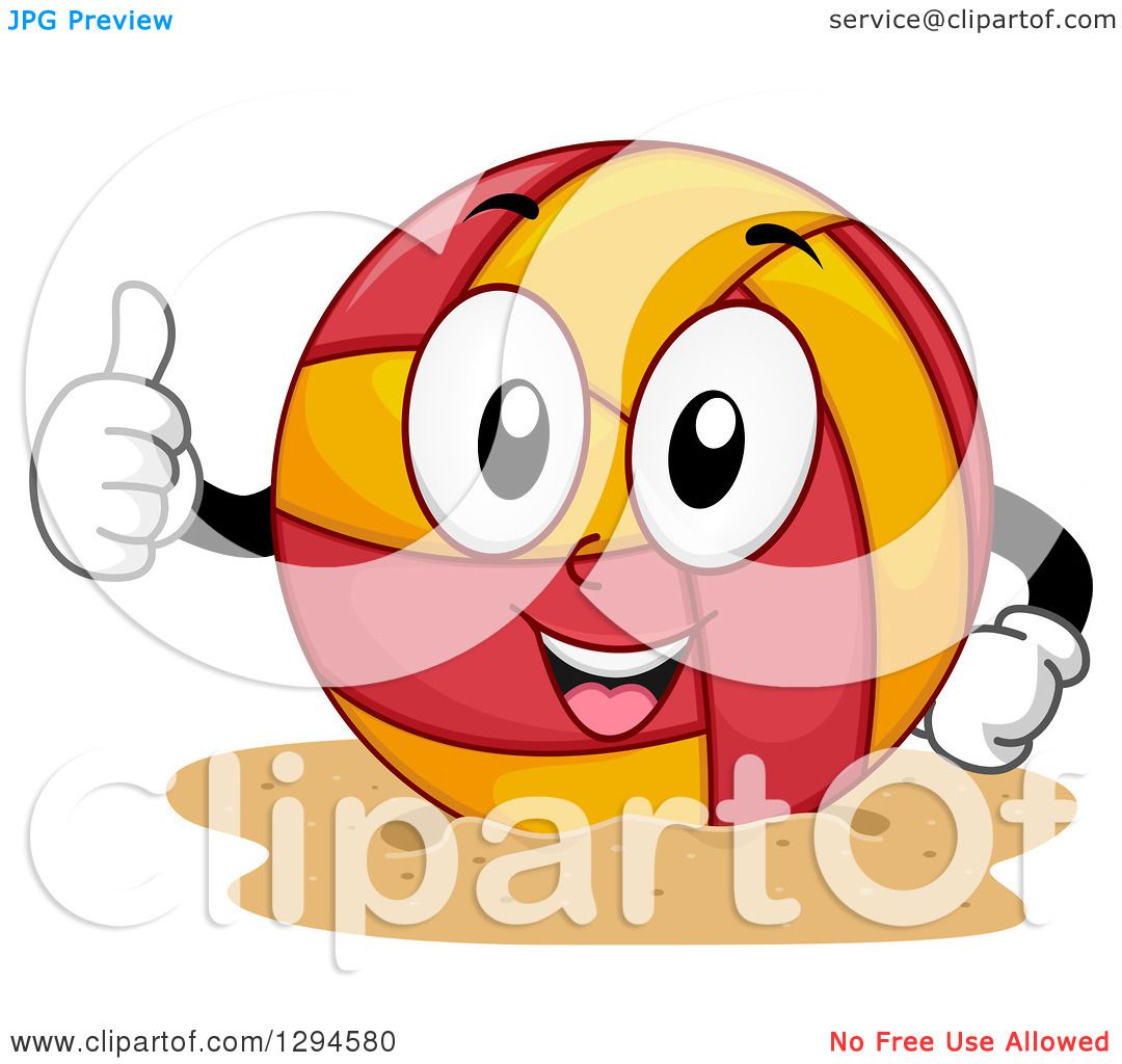 1080x1024 Clipart Of Cartoon Happy Beach Volleyball Character Giving