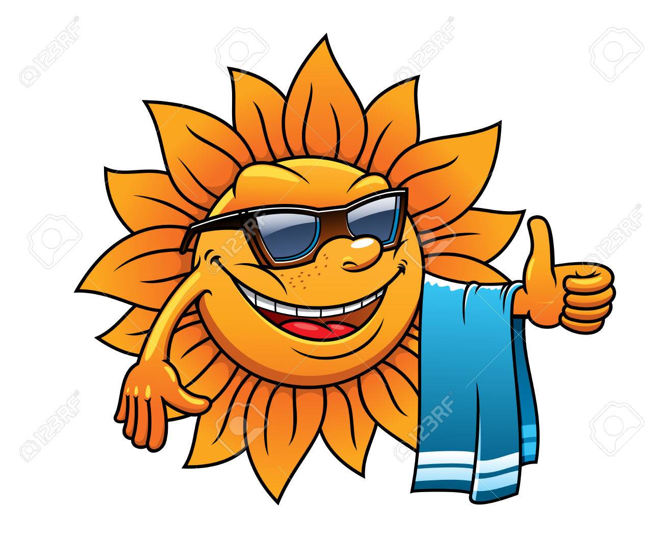 1300x1057 Happy Tropical Sun On A Beach Vacation With A Towel Over Its