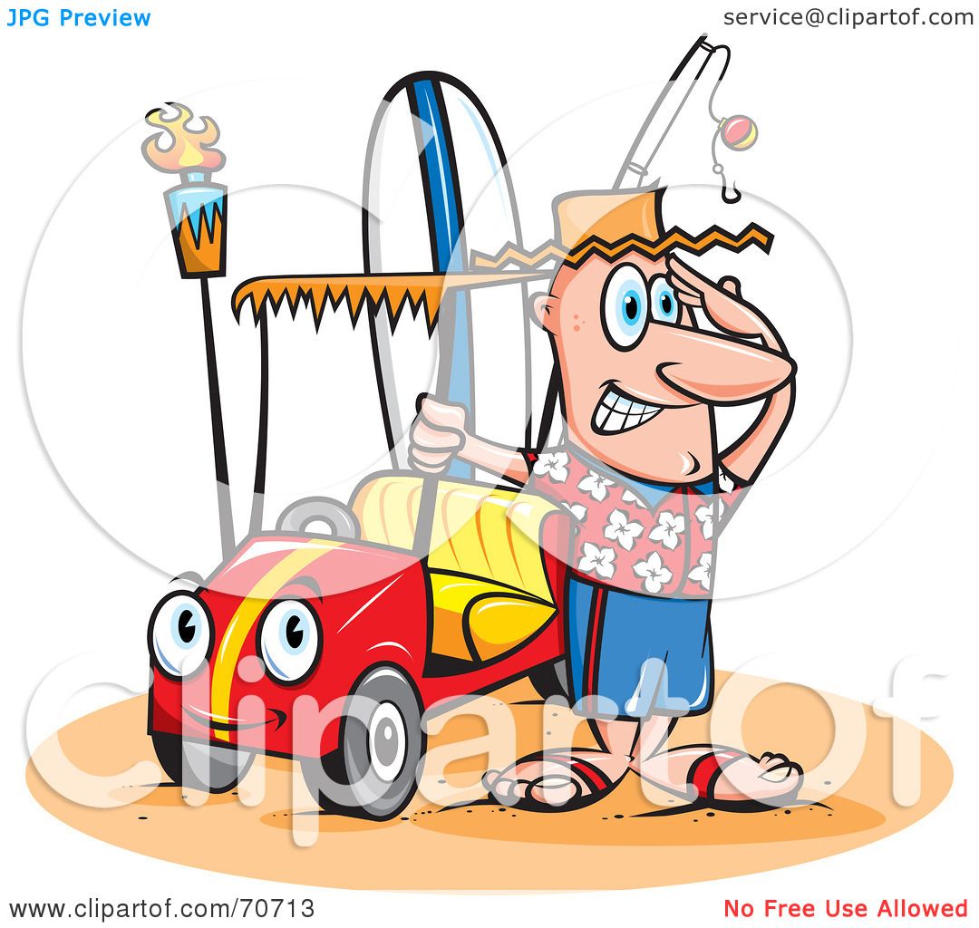 1080x1024 Royalty Free (Rf) Clipart Illustration Of A Happy Guy With A Surf