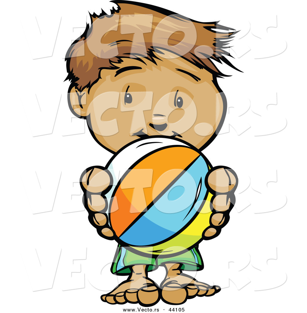 1024x1044 Vector Of A Happy Cartoon Boy Holding A Beach Ball By Chromaco