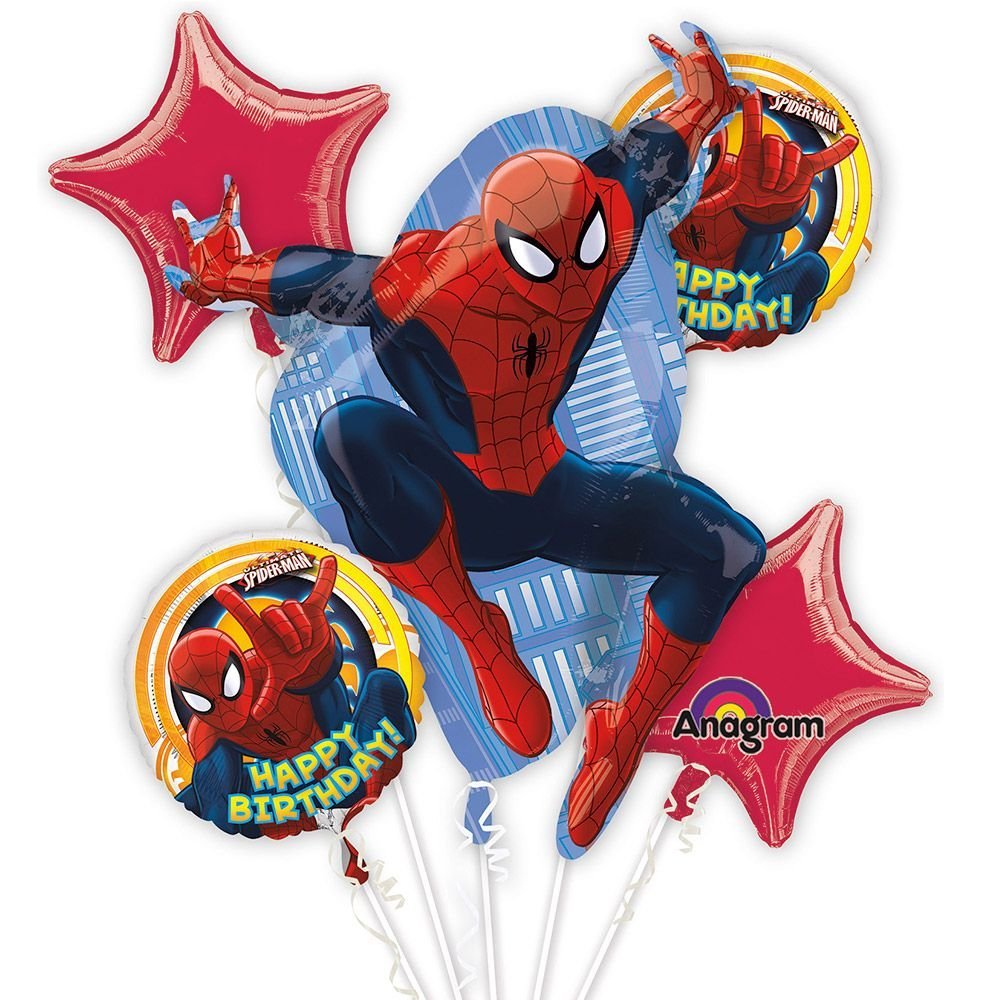 1000x1000 Spiderman Happy Birthday Balloon Bouquet Set Toys Amp Games
