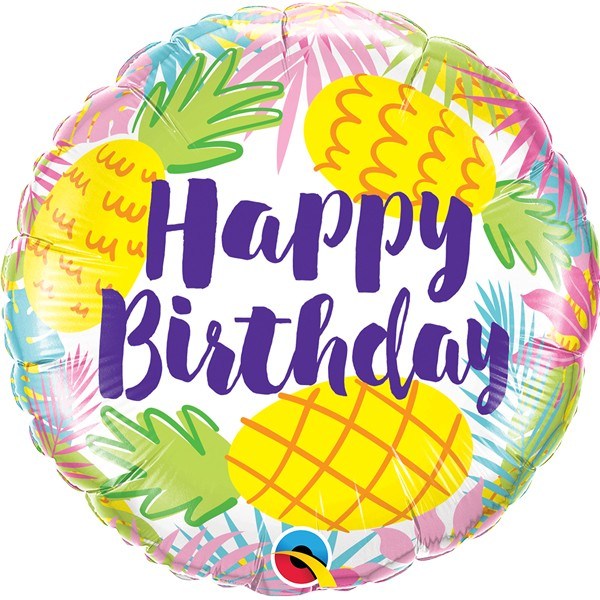 600x600 Pineapples Happy Birthday Balloon