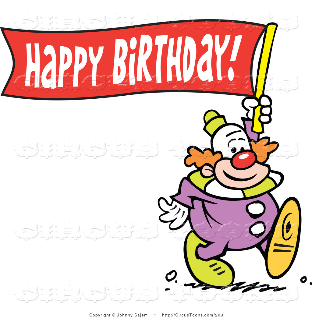 1024x1044 Circus Clipart Of A Happy Clown Carrying A Happy Birthday Banner