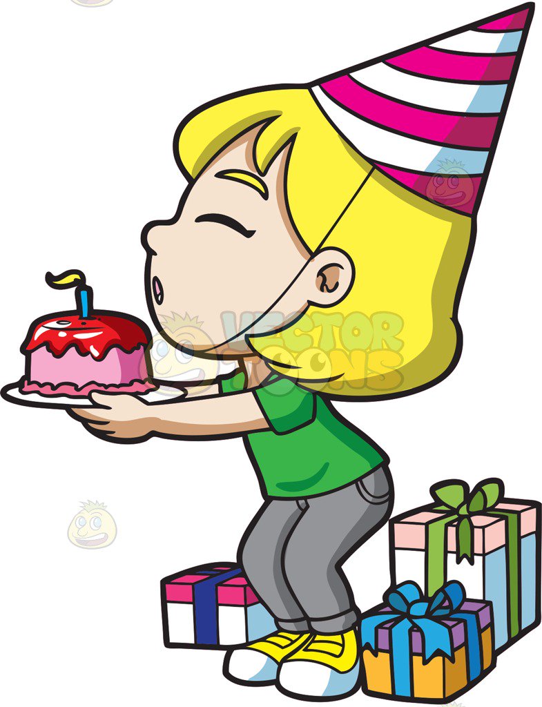785x1024 A Happy Birthday Girl Making A Wish Cartoon Clipart