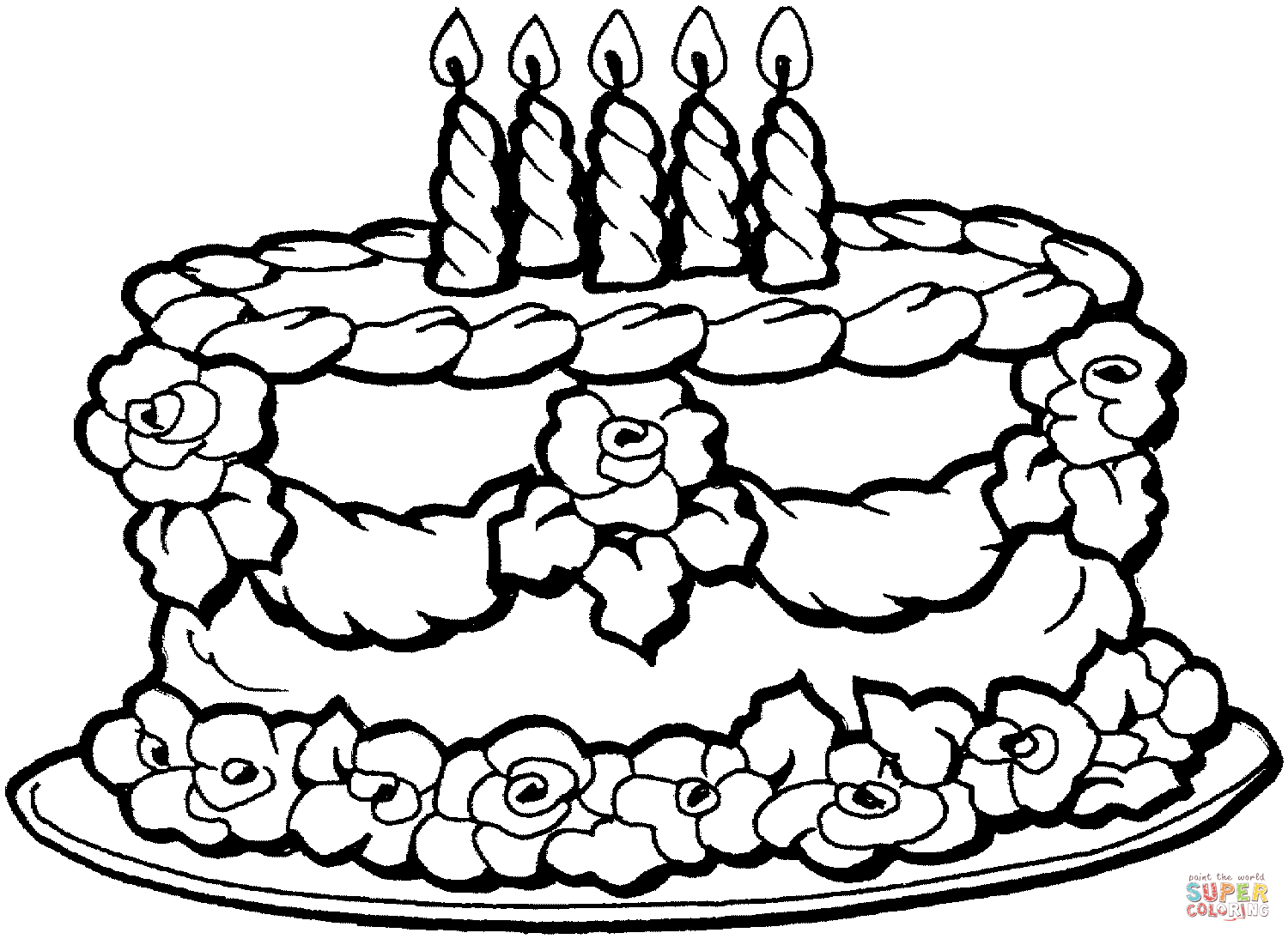 1500x1094 Big Birthday Cake Coloring Page Free Printable Coloring Pages