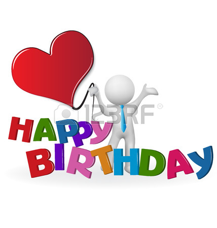 428x450 Happy Birthday 3d Man With Balloons Logo Vector Image Royalty Free