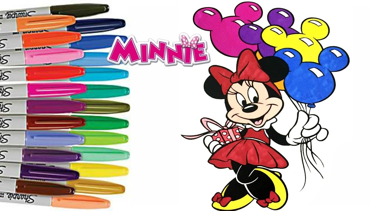 1280x720 Disney Minnie Mouse Happy Birthday Coloring Book Page How To Color