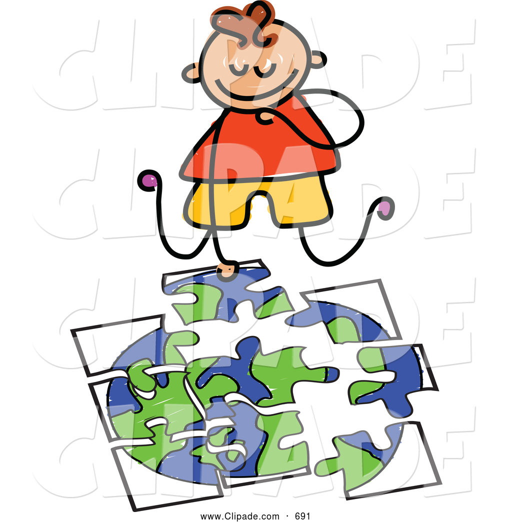 1024x1044 Clip Art Of A Happy Boy Doing A Globe Puzzle By Prawny