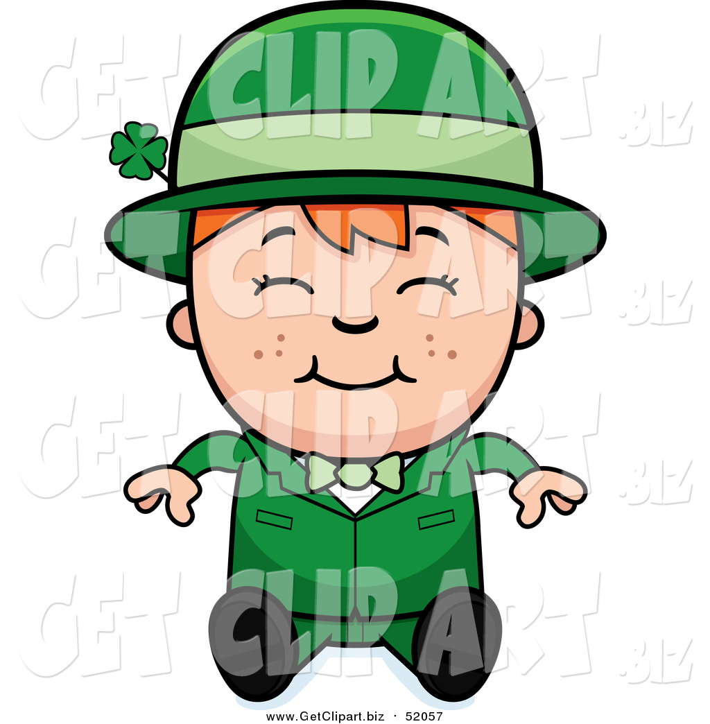 1024x1044 Clip Art Of A Sitting Happy Child Leprechaun Boy By Cory Thoman
