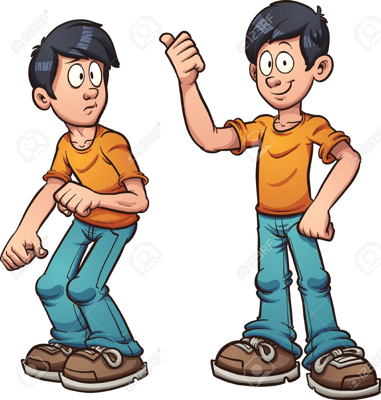 1241x1300 Scared And Happy Boy. Vector Clip Art Illustration With Simple