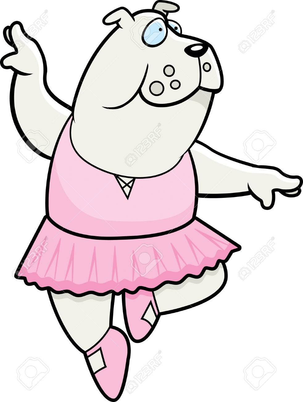 982x1300 A Happy Cartoon Bulldog Ballerina In A Tutu. Royalty Free Cliparts