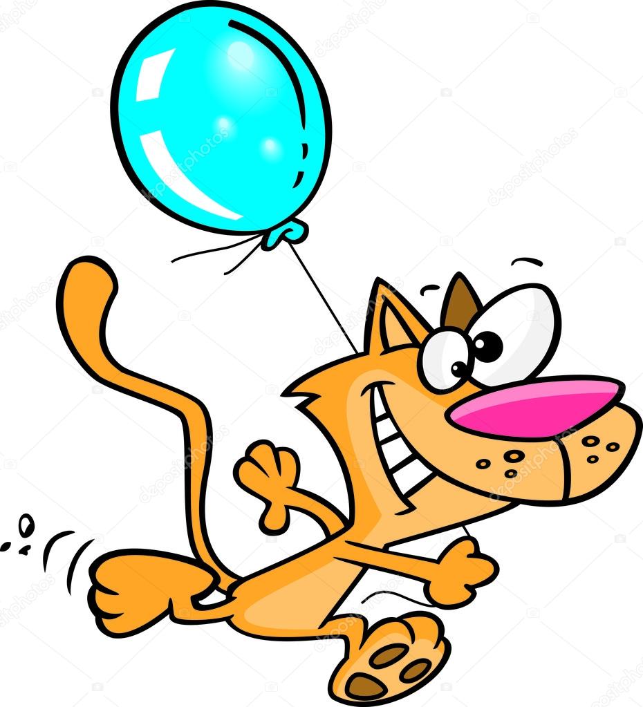 930x1023 Clipart Happy Cat Running With A Birthday Balloon Stock Vector