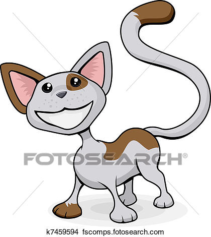 420x470 Clipart Of Cute Happy Cat Cartoon Illustration K7459594