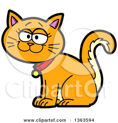 450x470 Clipart Of A Cartoon Happy Short Haired Ginger Cat Sitting