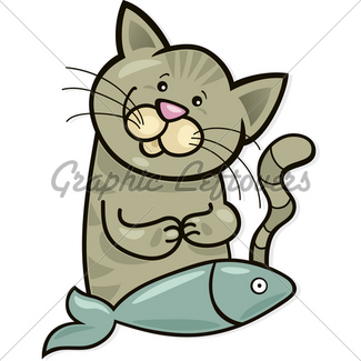 325x325 Happy Cat With Fish Gl Stock Images