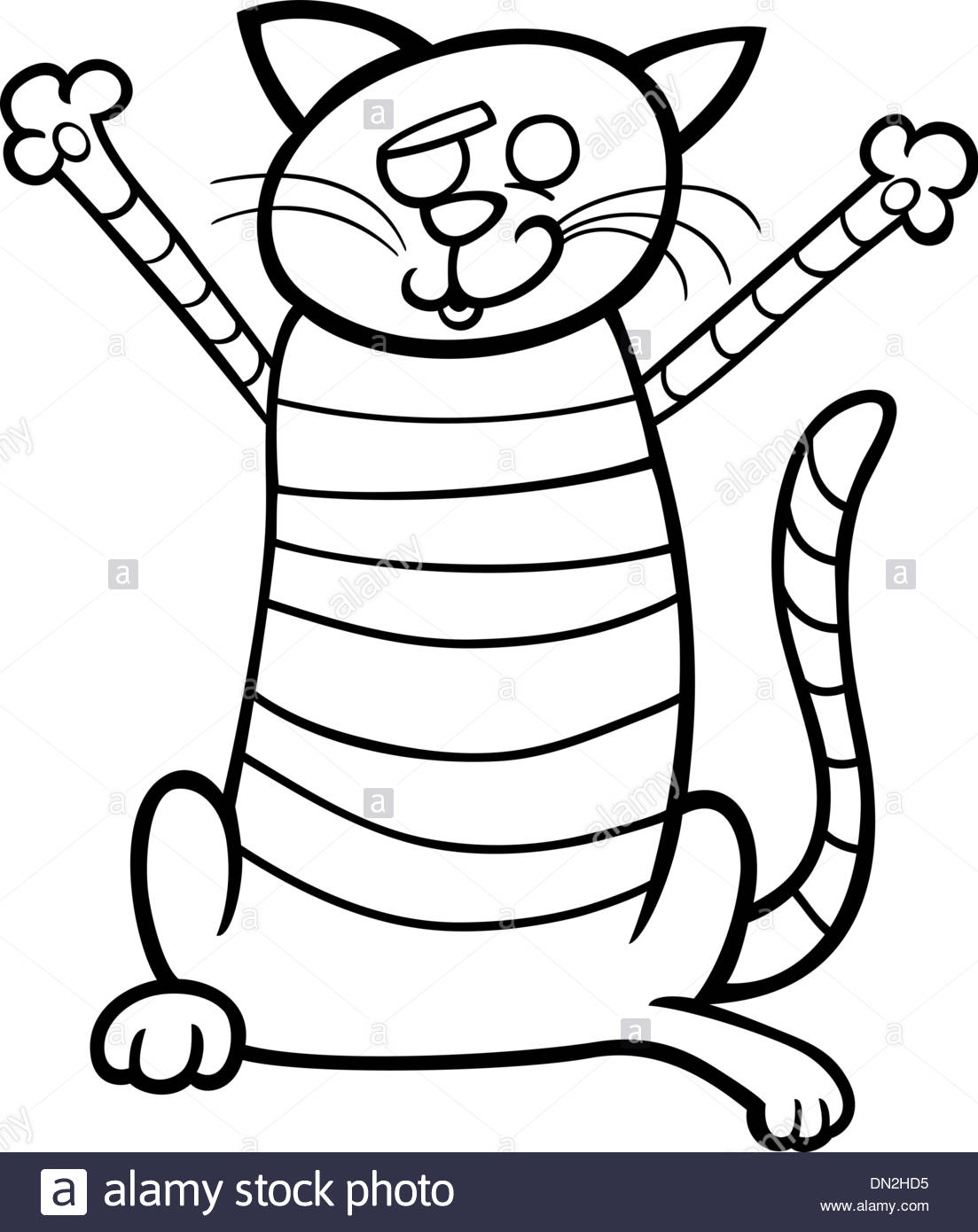 1103x1390 Happy Cat Cartoon For Coloring Book Stock Vector Art