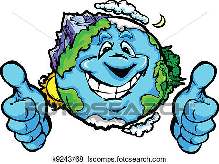 450x338 Clip Art Of Happy Planet Earth With Thumbs Up Gesture Vector