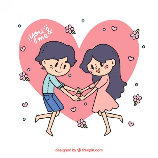 626x626 Hand Drawn Happy Couple In Love Vector Free Download
