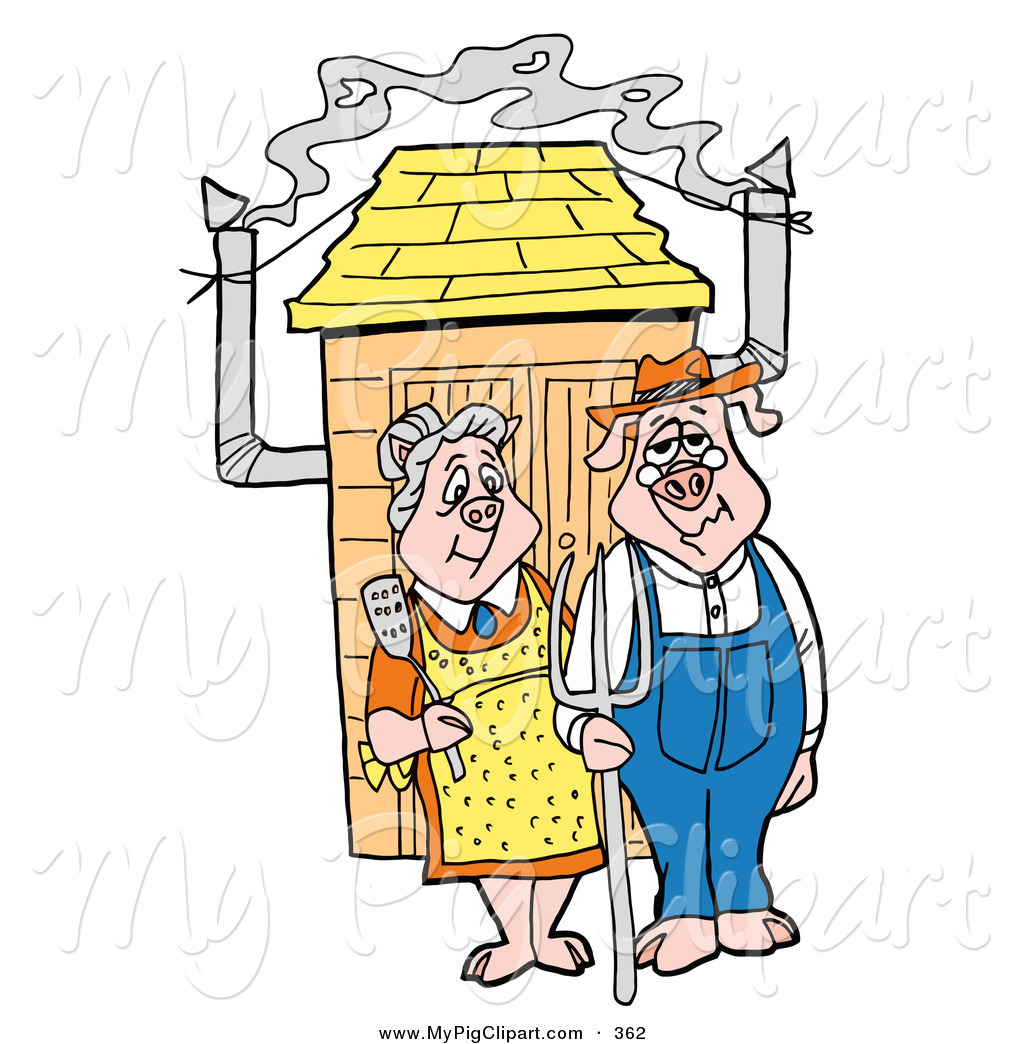 1024x1044 Swine Clipart Of Happy Farmer Pig Couple Standing Outside