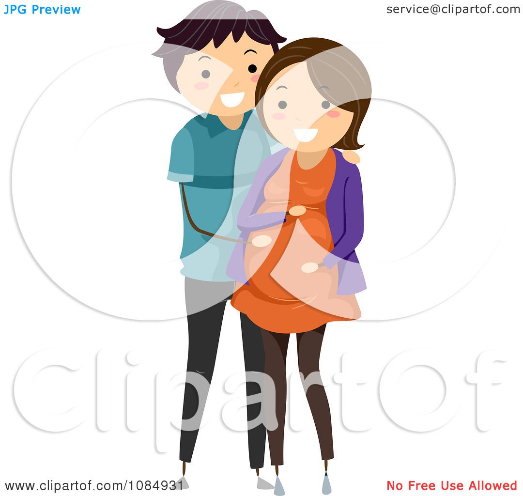 1080x1024 Clipart Happy Couple With The Man Rubbing The Baby Bump