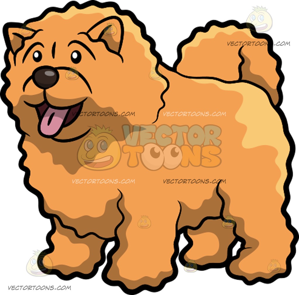 1024x1011 A Happy Fluffy Dog Cartoon Clipart