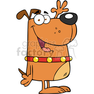 300x300 Royalty Free 5192 Happy Dog Cartoon Character Waving For Greeting